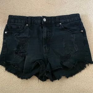Black High Rise Jean Shorts